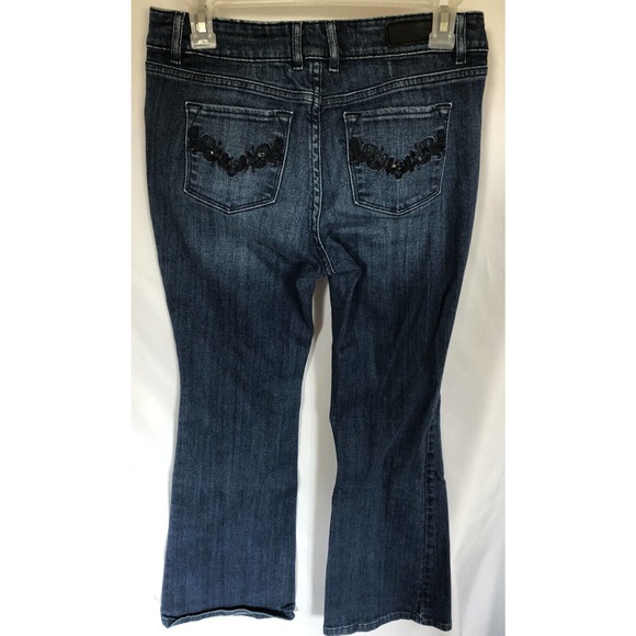 Liz Claiborne Secretly Slender Bootcut Blue Jeans black lace on Pocket Size 2P - Picture 4 of 12